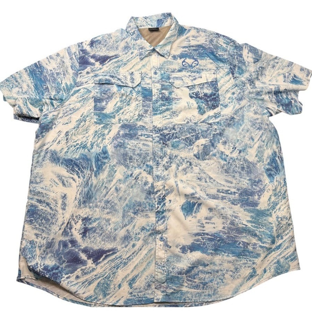 Ocean & Coast Men's 3XLT ShirtSport Fishing Vented Short Sleeve Realtree Aspect